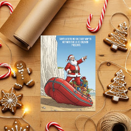 Tarjeta Festiva Funny Santa Dinghy Christmas