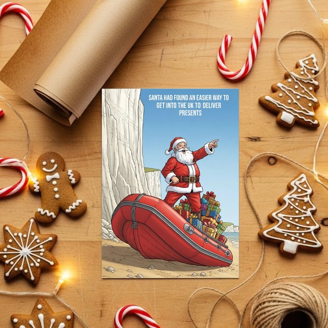 Tarjeta Festiva Funny Santa Dinghy Christmas  (Subido por el creador)