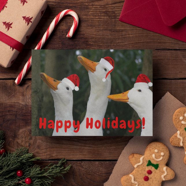Tarjeta Festiva Funny Santa Ducks Photo Navidades (In Situ)
