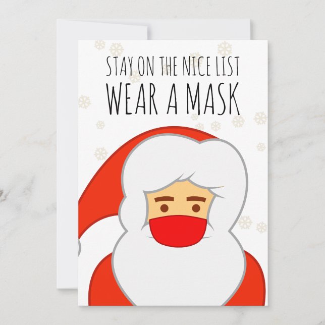 Tarjeta Festiva Funny Santa Face Mask Merry Christmas (Anverso)