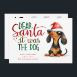 Tarjeta Festiva Funny Santa It Fue Perro 2025 Navidades Del Calend<br><div class="desc">Divertido Dachshund Querido Papá Noel, Fueron Los Navidades Del Calendario 2025 Del Perro. Diversión festiva por sus deseos de vacaciones, con este divertido diseño con un perro más ligero y descarado en su sombrero de Santa. La cita no es editable y tiene un efecto purpurina falso. Personaliza fácilmente tu saludo...</div>