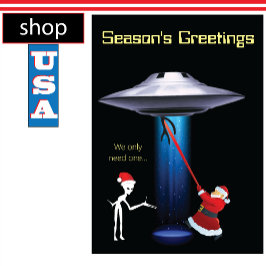 Tarjeta Festiva Funny Santa UFO Navidades