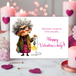 Tarjeta Festiva Funny Sarcastic Grumpy Lady Valentine Card