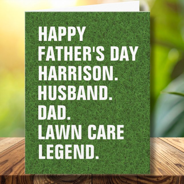 Tarjeta Festiva Funny Sarcastic Lawn Care Legend Fathers Day  (Add name to personalize, all text editable, change any other words if required)
