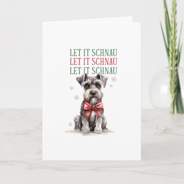Tarjeta Festiva Funny Schnauzer Dog Christmas Happy Holidays Holid (Anverso)