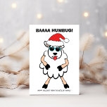Tarjeta Festiva Funny Sheep Scrooge Baa Humbug Navidades<br><div class="desc">Esta graciosa tarjeta de Navidades presenta una oveja gruñona en un sombrero de Santa con el juego de palabras "Baaa Humbug" — un giro lúdico en la clásica línea de pergamino "Bah Humbug". Perfecto para los amantes de los animales, los aficionados al juego de palabras o cualquier persona con sentido...</div>