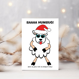 Tarjeta Festiva Funny Sheep Scrooge Baa Humbug Navidades