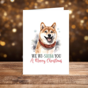 Tarjeta Festiva Funny Shiba Inu Perro Navidades Felices Fiestas