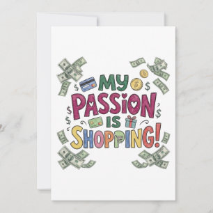 Tarjeta Festiva Funny Shopaholic Passion