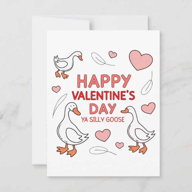 Tarjeta Festiva Funny Silly Goose Valentine’s Day Card for Him! (Anverso)