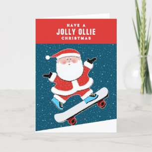 Tarjeta Festiva Funny Skateboarding Navidades