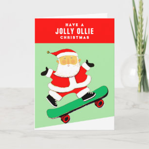 Tarjeta Festiva Funny Skateboarding Navidades