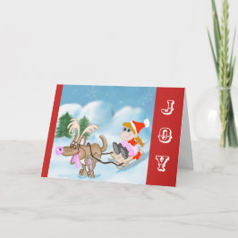 Tarjeta Festiva Funny Sled Navidades Personalizado