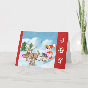 Tarjeta Festiva Funny Sled Navidades Personalizado