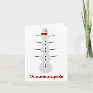 Tarjeta Festiva Funny Snowmanipede Notecard