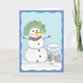 Tarjeta Festiva Funny Squirrel Frosty Navidades