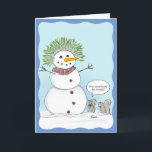 Tarjeta Festiva Funny Squirrel Frosty Navidades<br><div class="desc">Cree sus propias tarjetas de Navidades heladas divertidas este año y envíe algunas buenas risas a amigos y familiares con un estilo único! Esta divertida obra de arte creada por Raphaela Wilson muestra Frosty con un fabuloso peinado hecho a partir de ramas de pinos verdes. Las dos ardillas personalizados, consideran...</div>