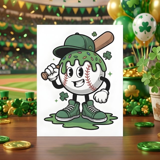 Tarjeta Festiva Funny St Patrick Days Baseball Design (Subido por el creador)