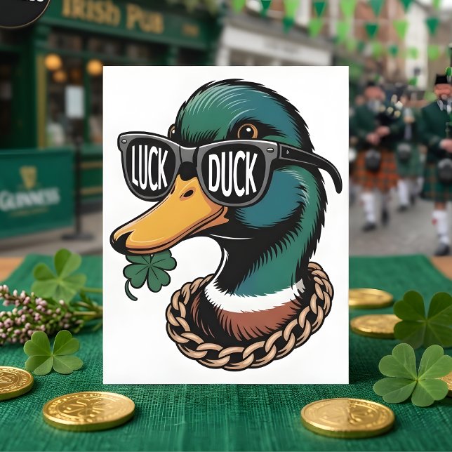 Tarjeta Festiva Funny St Patrick Days Luck Duck (Subido por el creador)