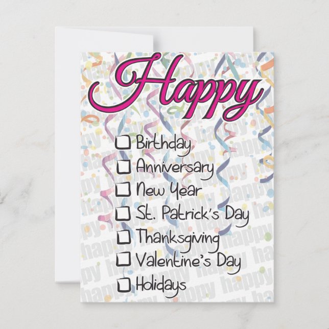 Tarjeta Festiva Funny St Patricks Day Checkbox Card (Anverso)