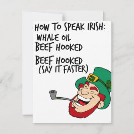 Tarjeta Festiva Funny St Patricks Day Irish Accent