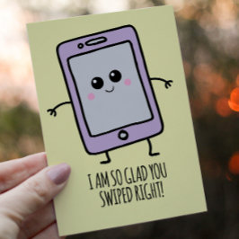 Tarjeta Festiva Funny Swipe Right Kawaii Phone Día de San Valentín