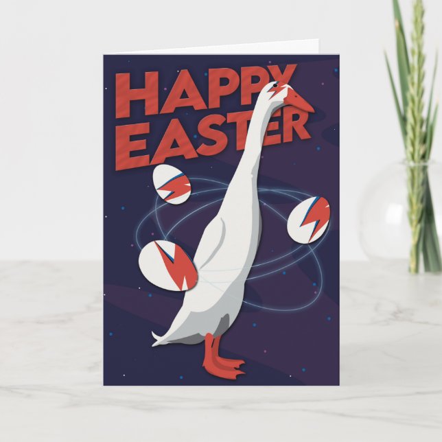 Tarjeta Festiva Funny Thin White Duck Espacio Huevo Huevo Huevo Or (Anverso)