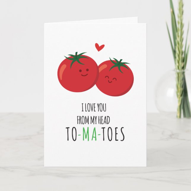 Tarjeta Festiva Funny Tomato Día de San Valentín Romantic Card (Anverso)
