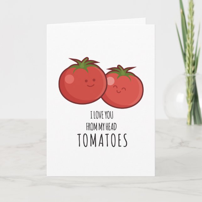 Tarjeta Festiva Funny Tomato Día de San Valentín Romantic Card (Anverso)