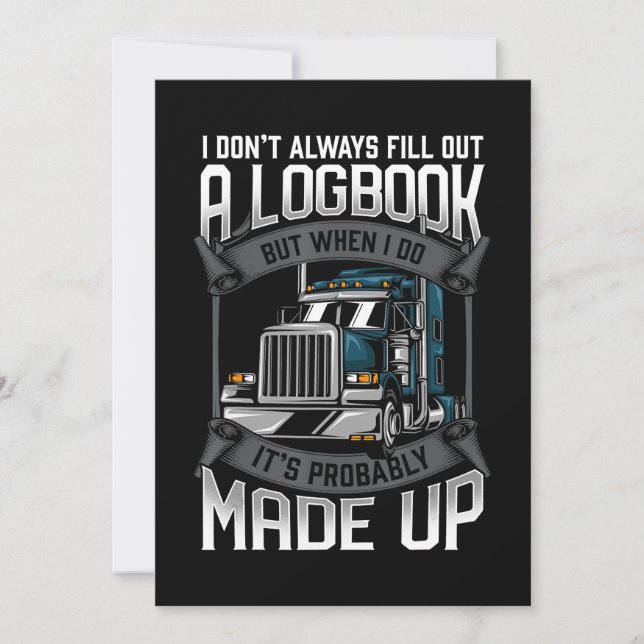 Tarjeta Festiva Funny Trucker Logbook Truck Driver (Anverso)