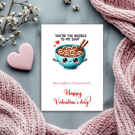 Tarjeta Festiva Funny Valentine Card with Cute Cartoon Food Humor