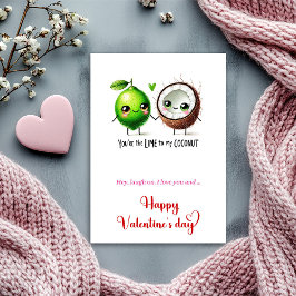 Tarjeta Festiva Funny Valentine’s Day Love Card with Cartoon Fruit