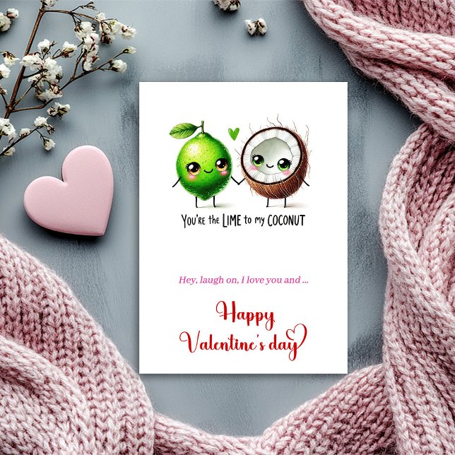 Tarjeta Festiva Funny Valentine’s Day Love Card with Cartoon Fruit (Funny Valentine’s Day Love Card with Cartoon Fruit)