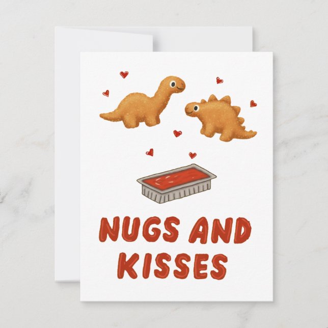 Tarjeta Festiva Funny Valentine's Day Card Nugs and Kisses Love (Anverso)