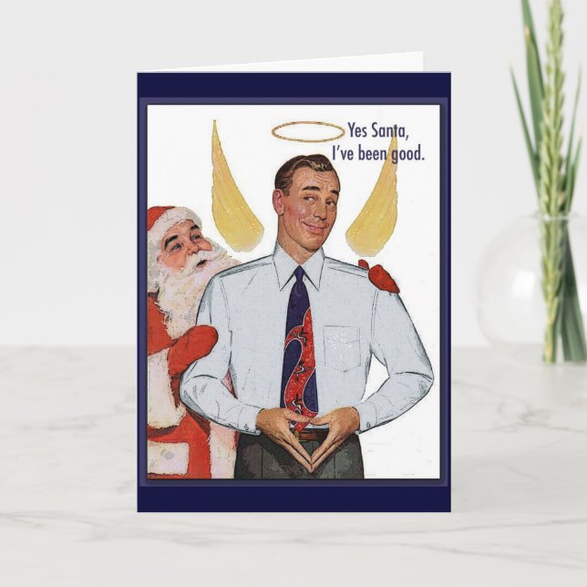Tarjeta Festiva Funny Vintage Christmas Angel (Anverso)