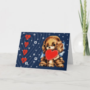 Tarjeta Festiva Funny Vintage Puppy El día de San Valentín