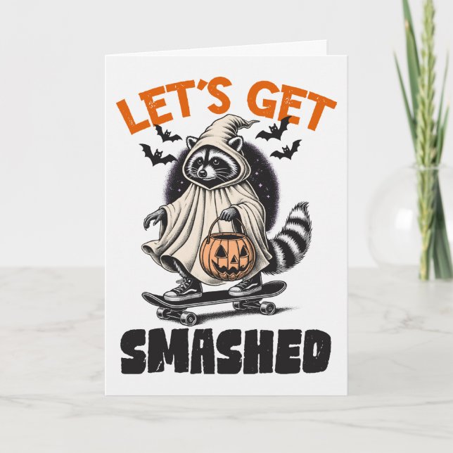 Tarjeta Festiva Funny Vintage Thalon Skateboard Halloween (Anverso)