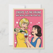 Funny Vintage Wine Humor Best Friend Pop Art Card