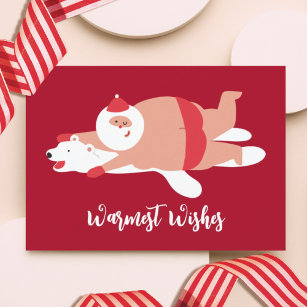 Tarjeta Festiva Funny Warmest Wiers Santa Holiday Card