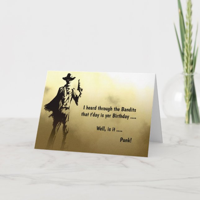 Tarjeta Festiva Funny Western Cowboy Birday Card (Anverso)