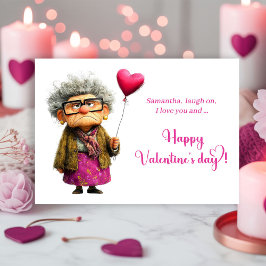 Tarjeta Festiva Funny Whimsical Bored Granny Valentine Card