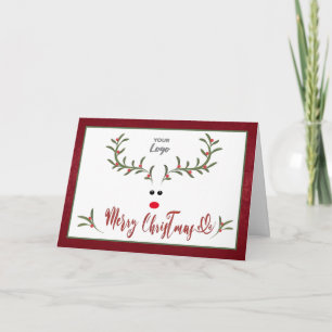 Tarjeta Festiva Funny whimsy holly reno Logo de la compañía Red Ho