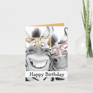 Tarjeta Festiva Funny Zebra Glasses Birday Card