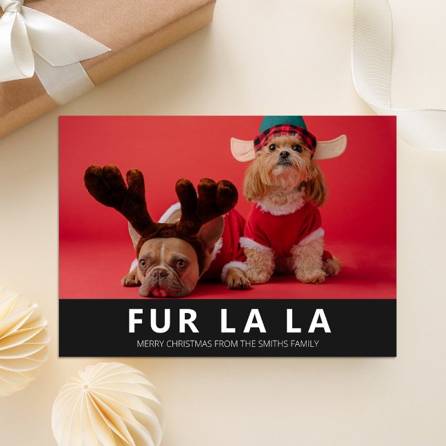 Tarjeta Festiva Fur La La Black Modern Mascotas Navidades Foto (Subido por el creador)