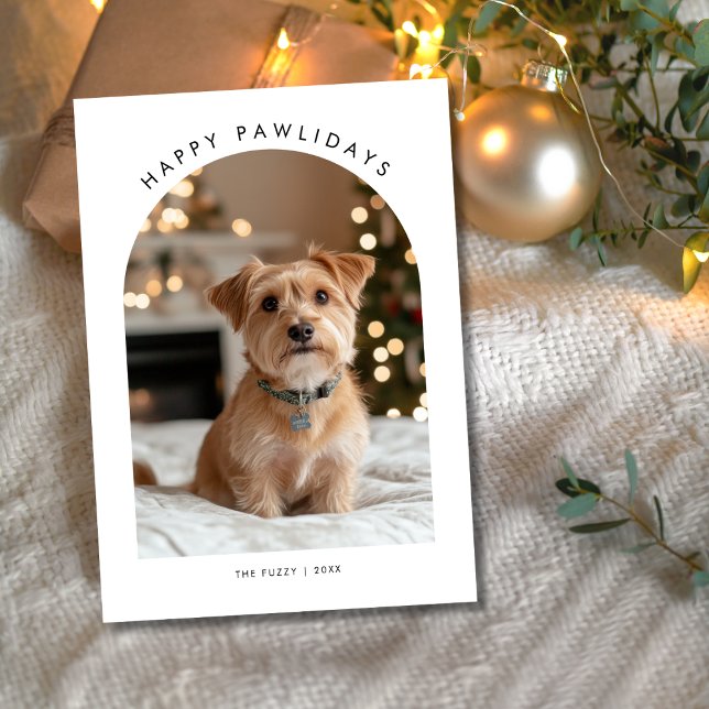 Tarjeta Festiva Furry Photo Funny Pawlidays Perro Mascota Navidade (Subido por el creador)