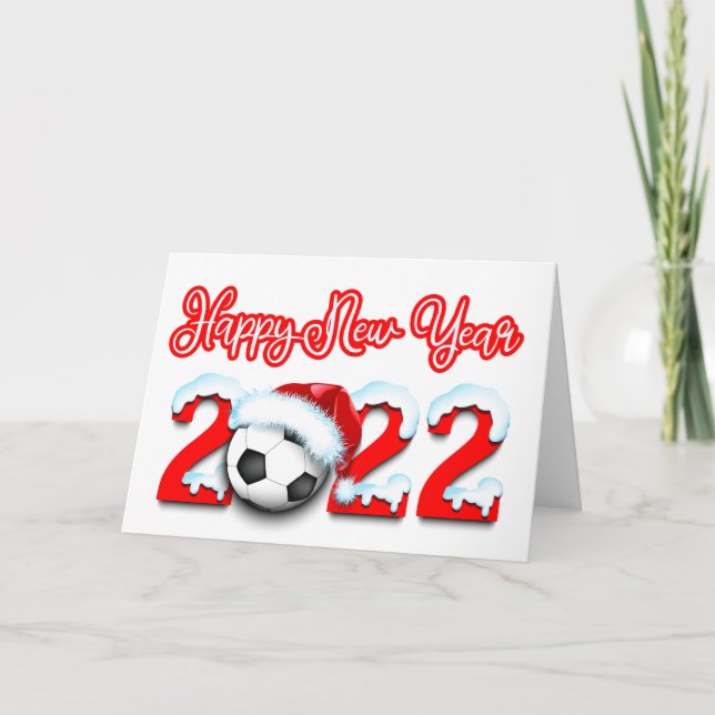 Tarjeta Festiva Fútbol Feliz Año Nuevo 2022 (Anverso)