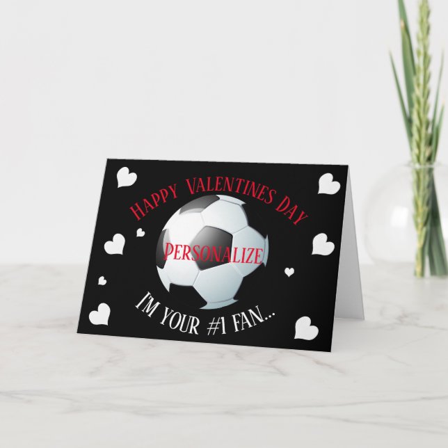 Tarjeta Festiva Fútbol gracioso, soy tu fan número 1 de San Valent (Anverso)
