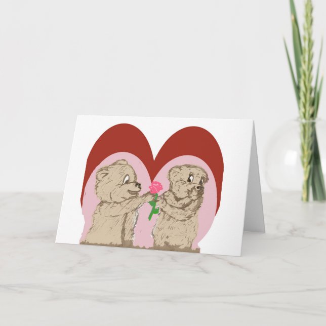 Tarjeta Festiva Fuzzy Bears Valentine Card (Anverso)