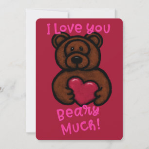Tarjeta Festiva Fuzzy Brown Bear Valentine