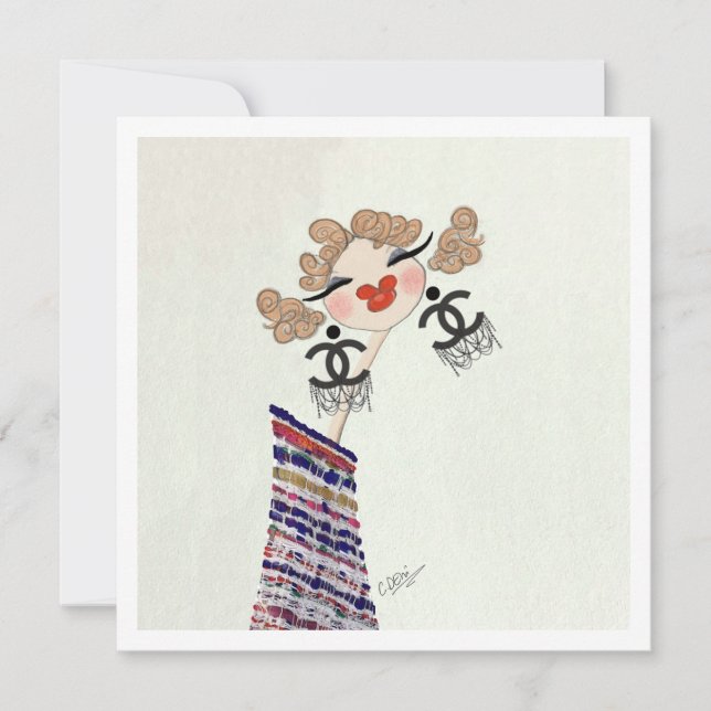 Tarjeta Festiva Gabrielle Coco Es Feliz Ilustracion De Moda (Anverso)